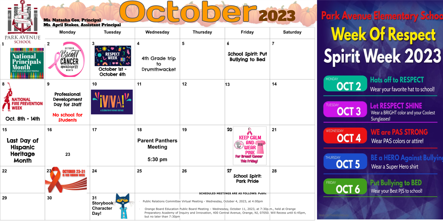 Monthly Events Calendar